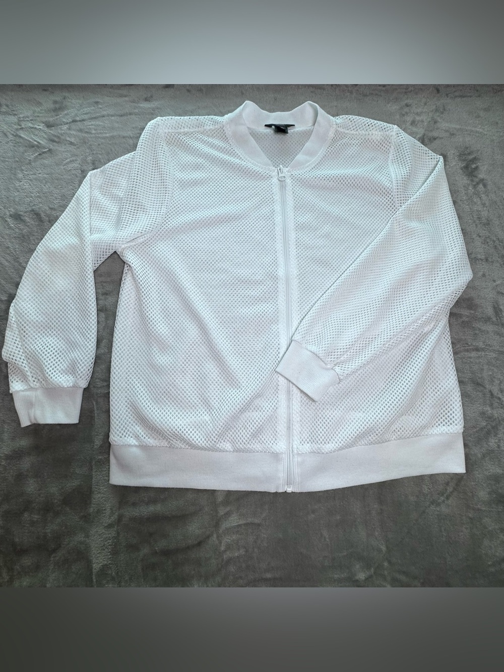 Simply Vera Vera Wang White Mesh Zip Bomber Jacket XXL Athleisure Style